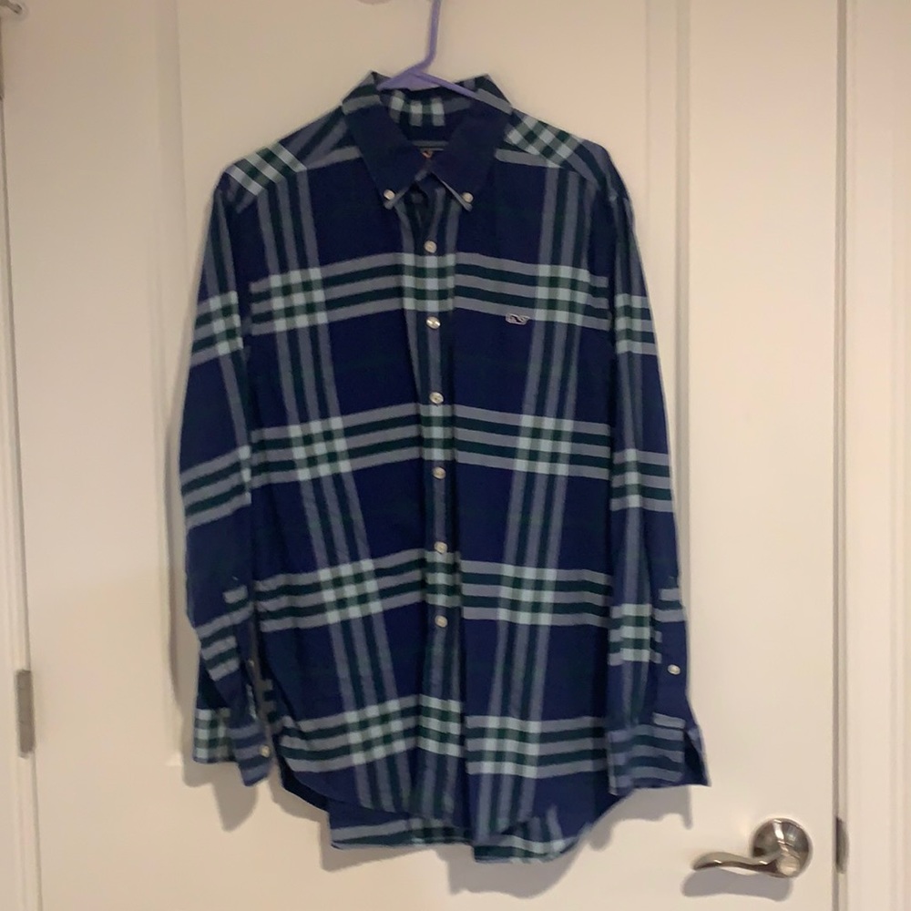 Vineyard Vines Plaid Flannel Button-down; Size L